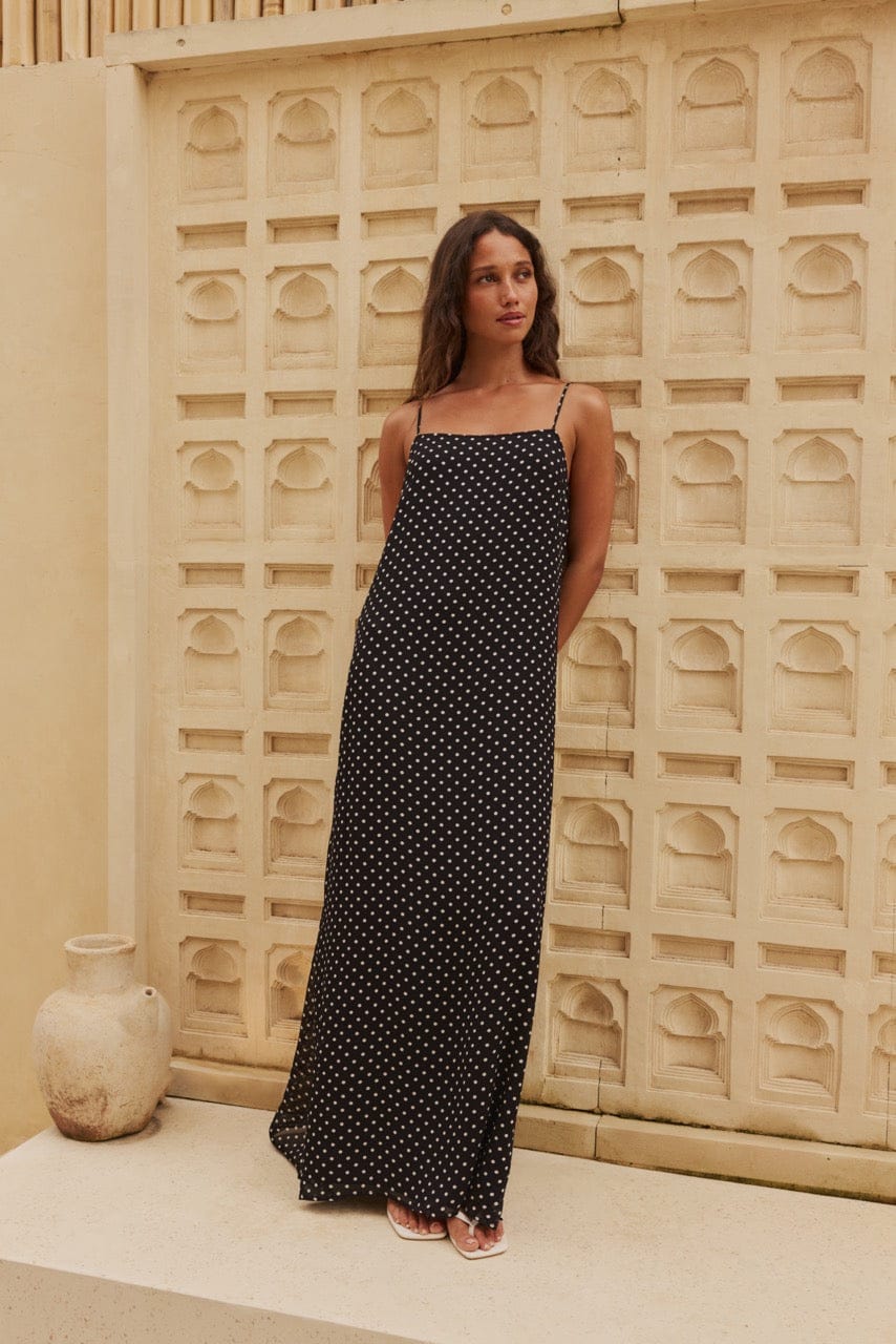 Aurora Maxi Dress Black Polka Dot – Reverie The Label