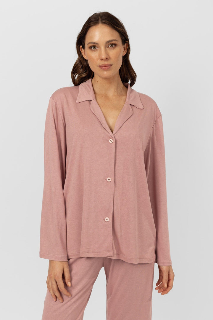 Epiphany Long Sleeve Top | Blush Pink Pyjama Tops Australia Online | Reverie the Label  TOPS Epiphany Long Sleeve Top