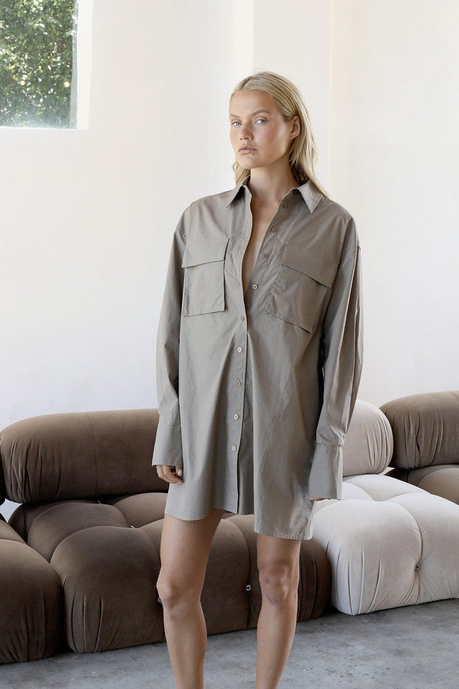 Jaida Shirt Dress Khaki | Reverie the Label | Luxury Resortwear Dresses Jaida Shirt Dress