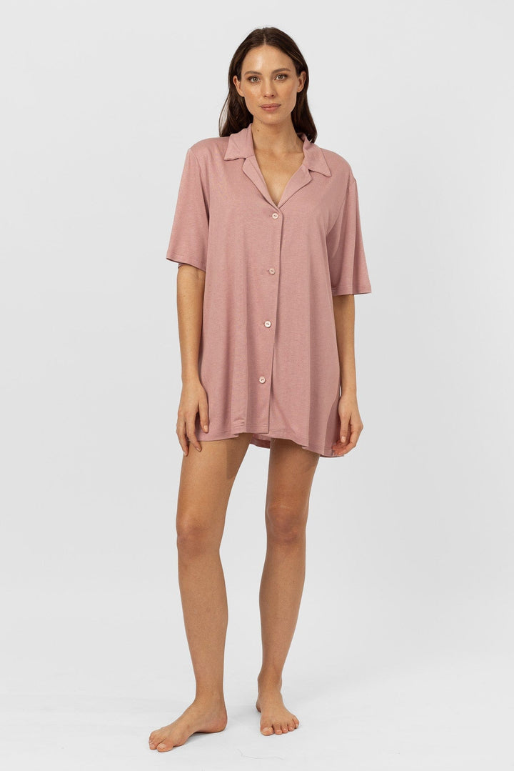 Lively Short Sleeve Dress | Blush Pink Nightgowns Australia Online | Reverie the Label  DRESSES Lively Short Sleeve Dress