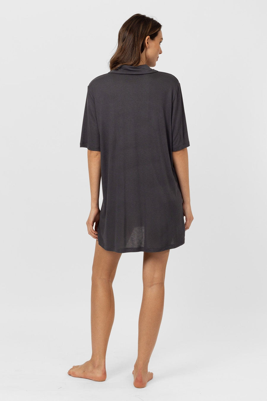 Lively Short Sleeve Dress | Graphite Nightgowns Australia Online | Reverie the Label  DRESSES Lively Short Sleeve Dress