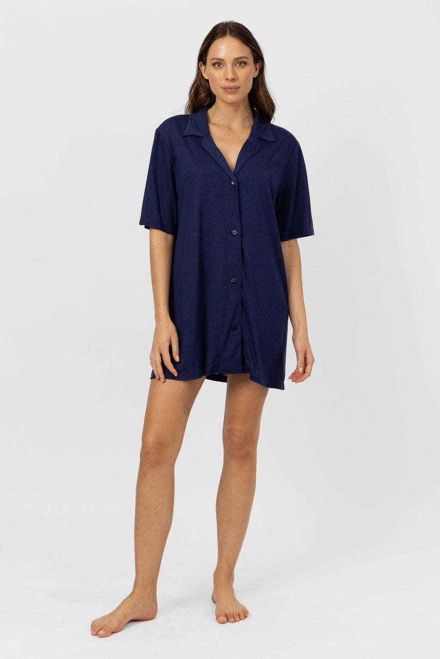 Lively Short Sleeve Dress | Navy Nightgowns Australia Online | Reverie the Label  DRESSES Lively Short Sleeve Dress