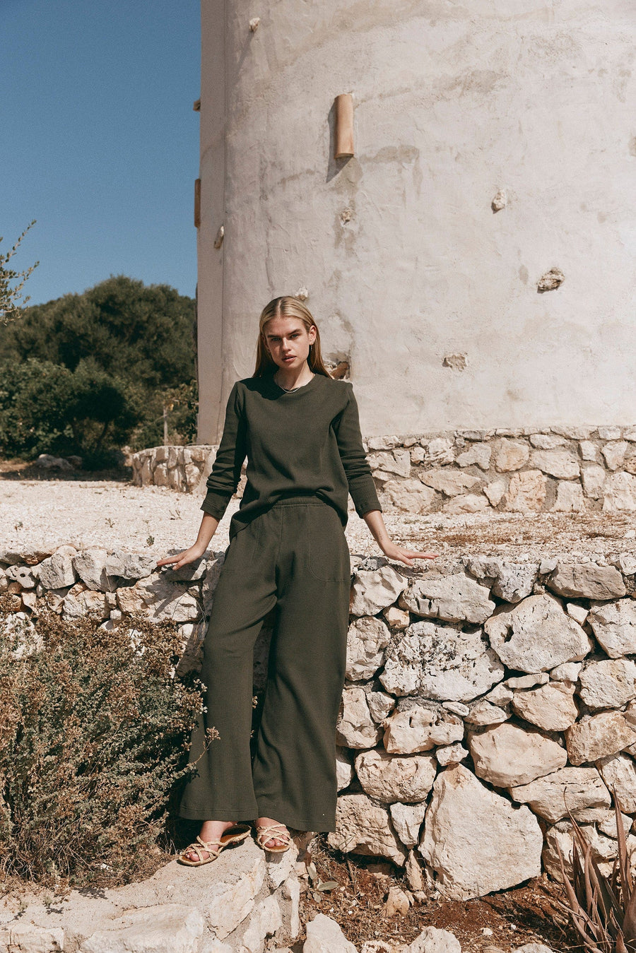 Melodic Pant | Khaki Melodic Pant Lounge Pants Pajamas Australia Online | Reverie the Label  BOTTOMS Melodic Pant