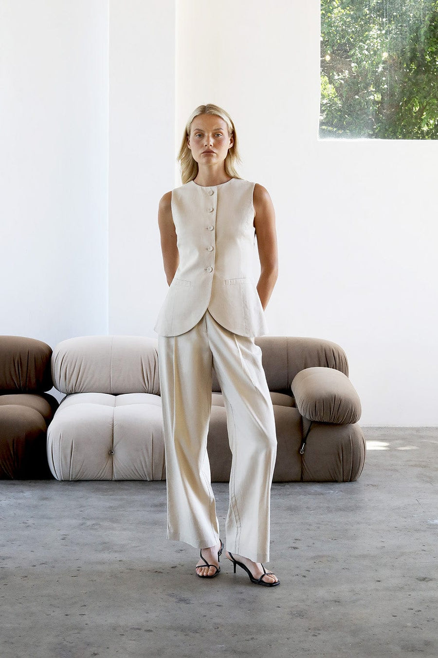 Wavelength Vest Beige | Reverie the Label | Luxury Resortwear Tops Wavelength Vest