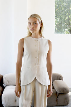 Wavelength Vest Beige | Reverie the Label | Luxury Resortwear Tops Wavelength Vest