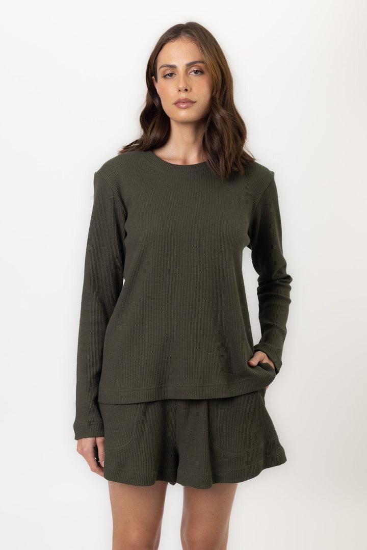 Blithe Top | Khaki Blithe Top Tops Pajamas Australia Online | Reverie the Label  TOPS Blithe Top