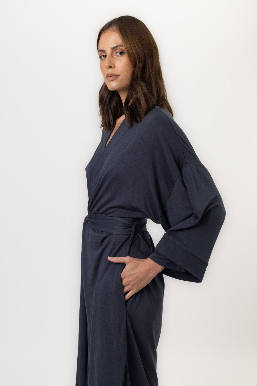 Felicity Robe | Graphite Felicity Robe Robes Pajamas Australia Online | Reverie the Label  TOPS Felicity Robe