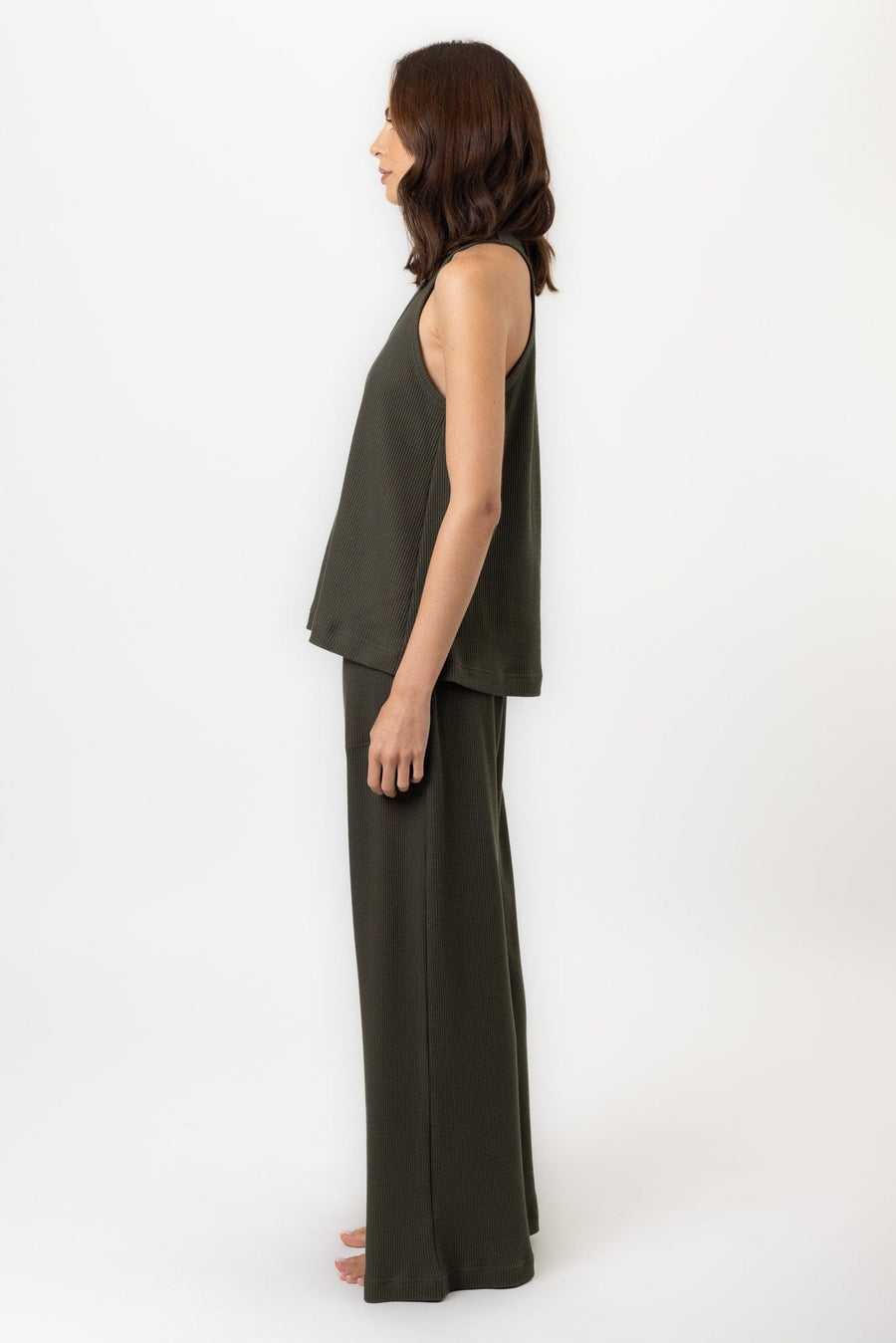 Fleur Tank | Khaki Fleur Tank Tanks Pajamas Australia Online | Reverie the Label  TOPS Fleur Tank