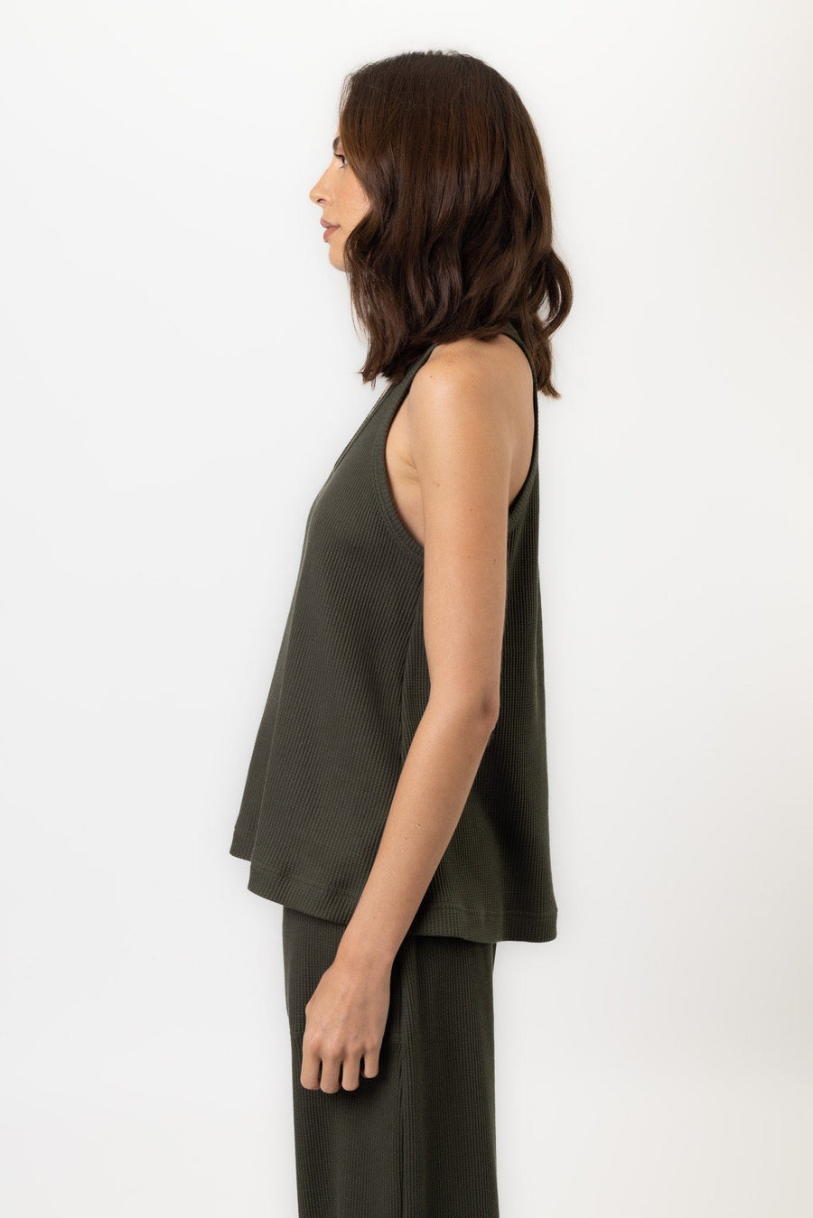 Fleur Tank | Khaki Fleur Tank Tanks Pajamas Australia Online | Reverie the Label  TOPS Fleur Tank