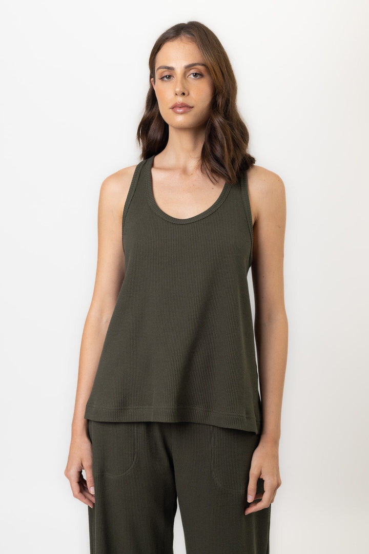 Fleur Tank | Khaki Fleur Tank Tanks Pajamas Australia Online | Reverie the Label  TOPS Fleur Tank